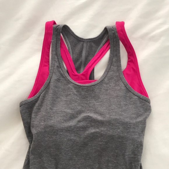 grey lululemon tank top-pink built in sport bra - Picture 3 of 7